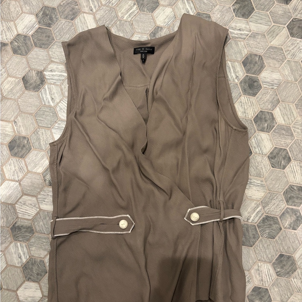 Rag & Bone Olive V-Neck Wrap Blouse - Picture 2 of 5